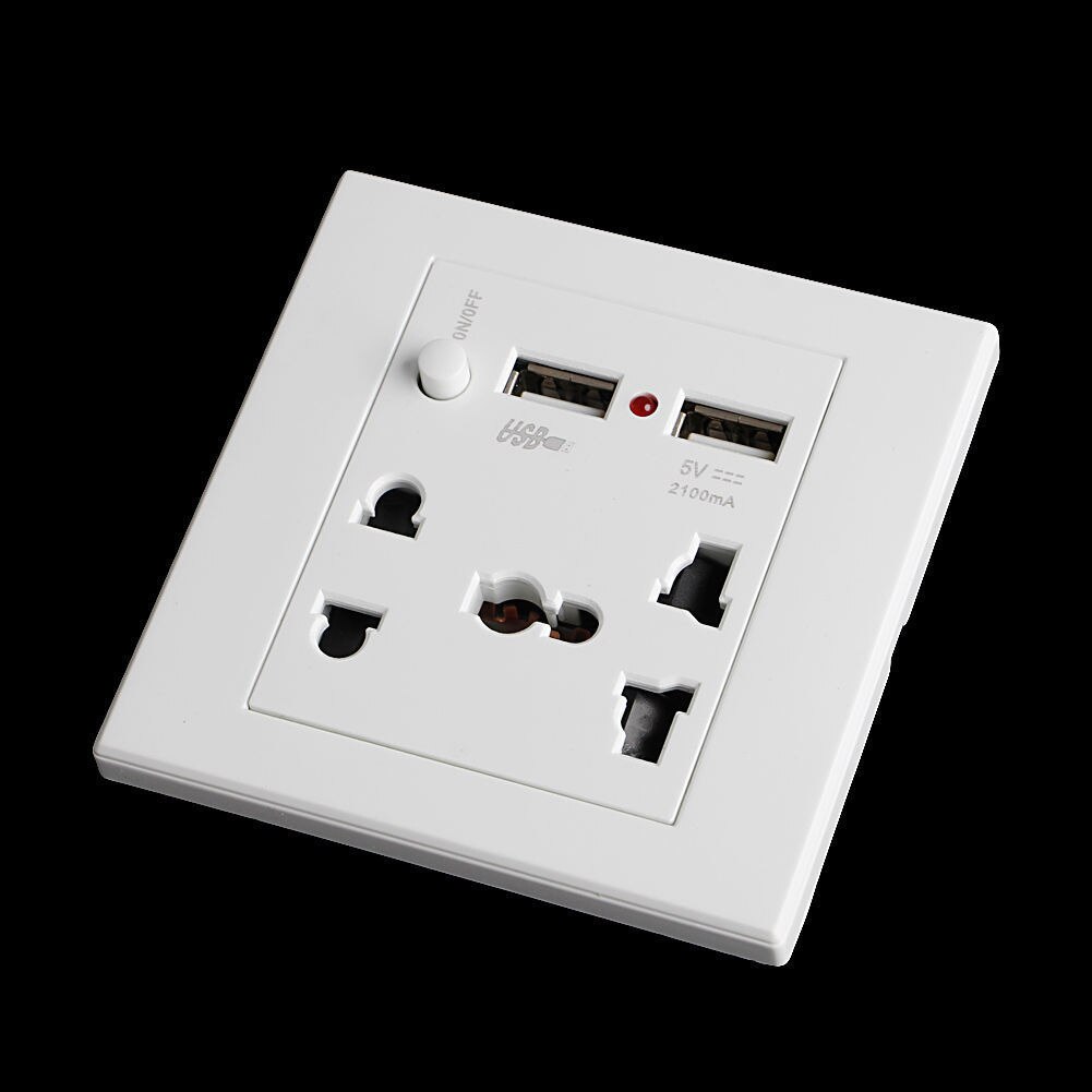 Wall Socket Home Fittings Receptacle Charger Power Adapter Port Outlet Panel Anti Impact Easy Install Dual USB