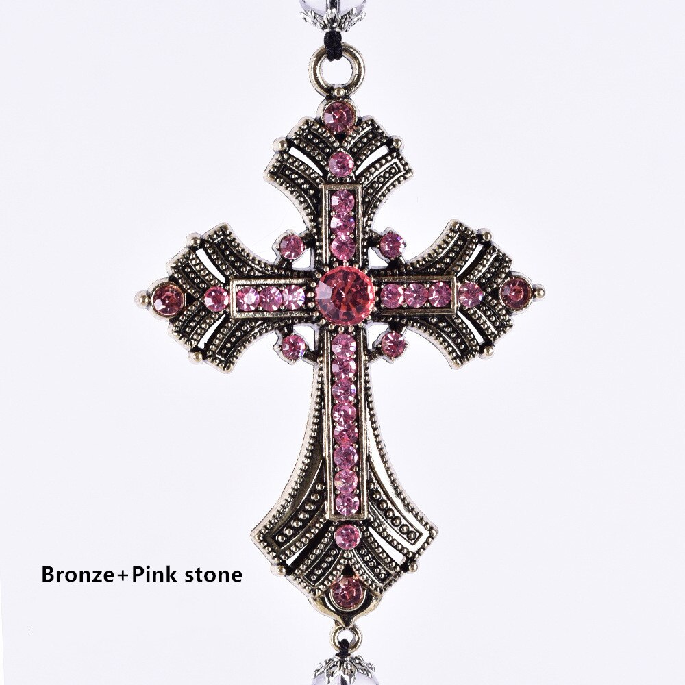 Metalen en kristallen diamanten kruis jezus christelijke auto achteruitkijkspiegel auto hanger hangende auto styling accessoires auto decoratie: 01