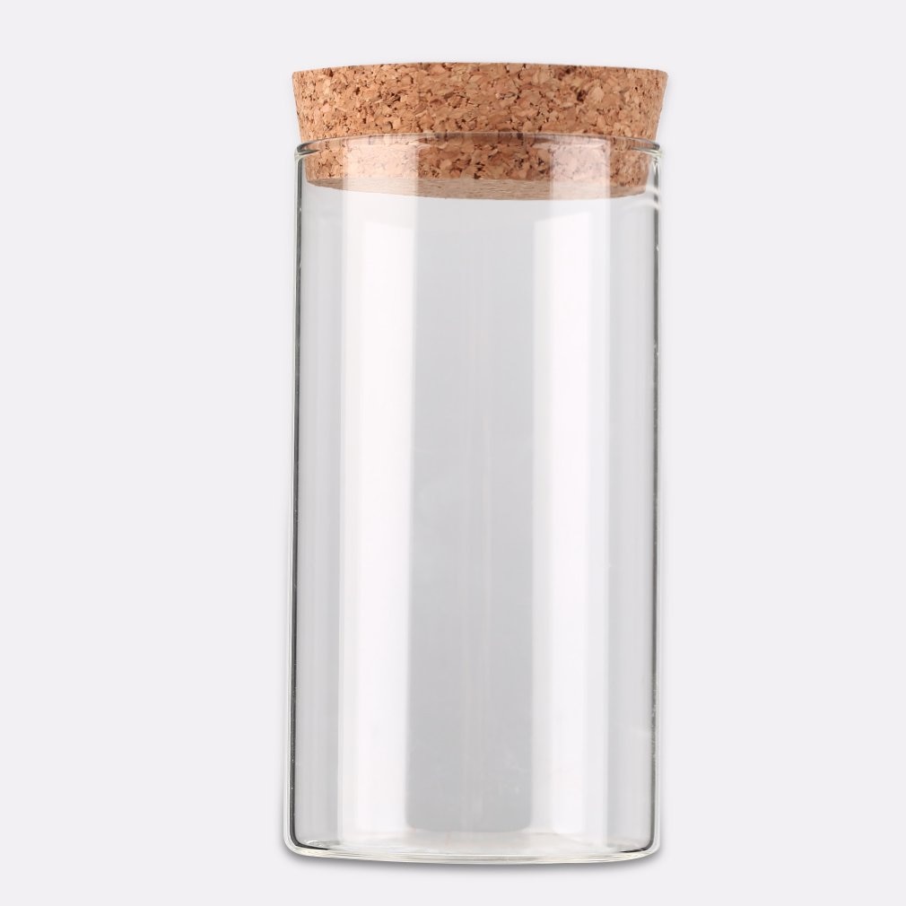 Popular 350ml Clear Glass Bottle with Sealed Cork Beans Tea Leaves Storage Container