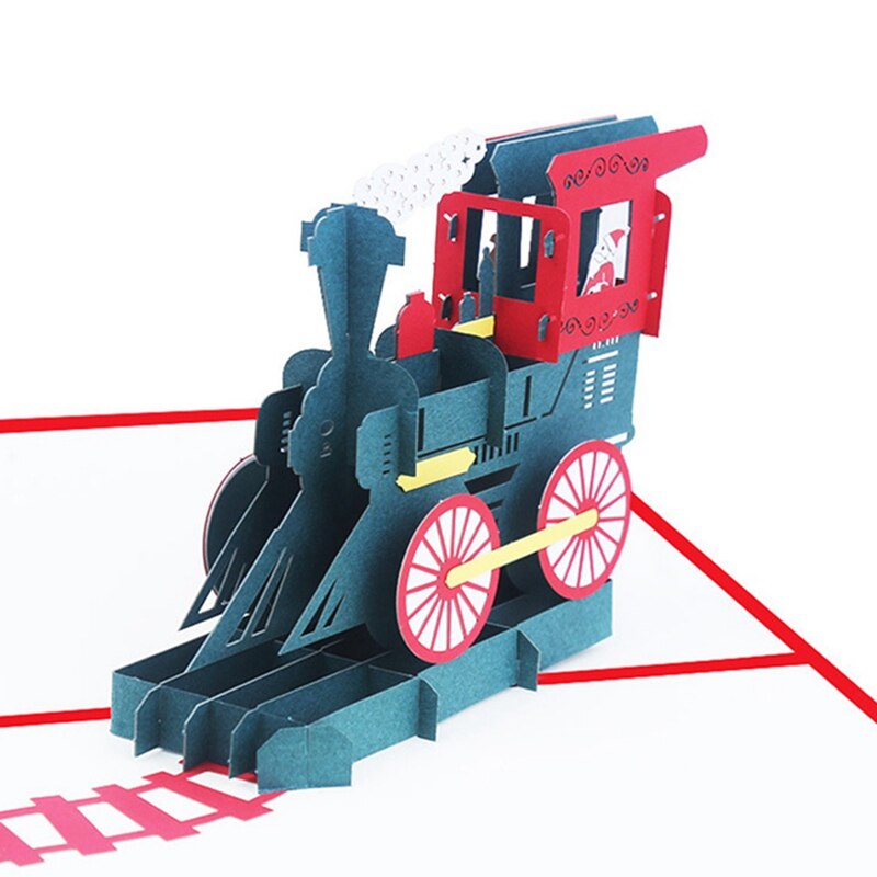1set Xmas Santa Claus Train 3D Pop Up Greeting Card Merry Christmas 3D Paper Christmas