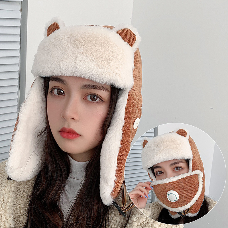 K79 Women&#39;s Hat Winter HaTt Ushanka hat For Female Thicken Cold Cap Warm Hat Windbreak Hat Warm Hat Pilot Cap Hat With Earflaps: K79-Caramel2