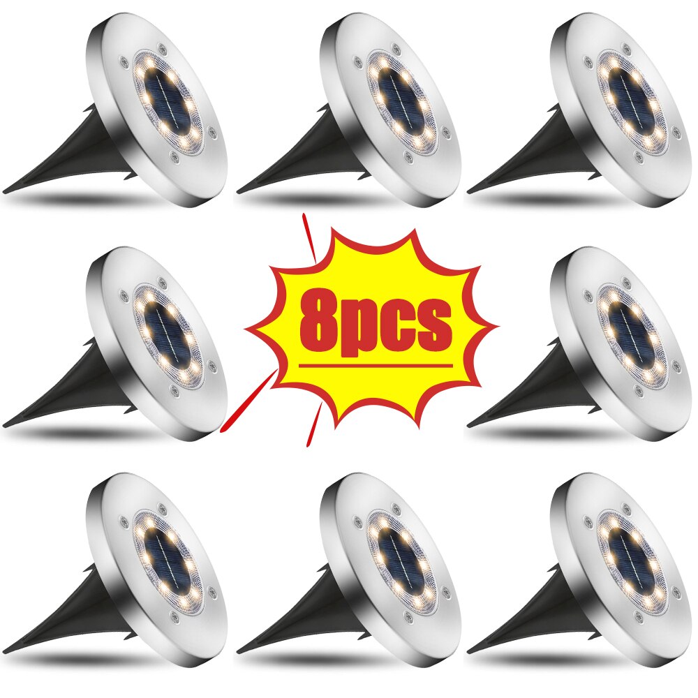 8 LED Solar Ground Lights Outdoor Garden Lawn Lights Walkway Light Buried Lamp Solar Light Buried Lamps