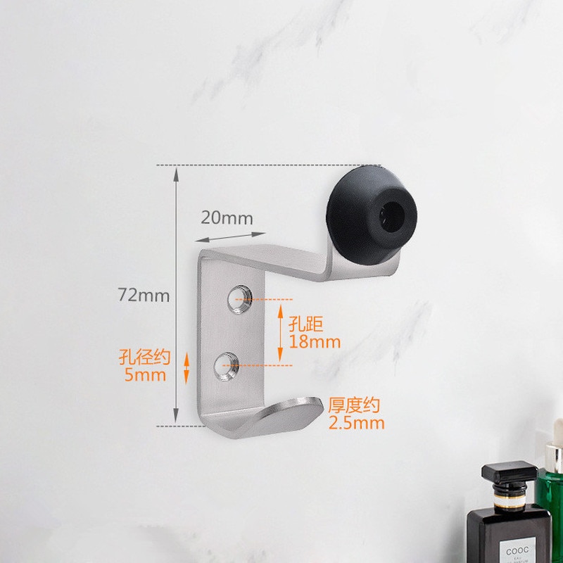 304 stainless steel storage hooks with door stopper Doorknob rubber bumper Damper wall protector Toilet bathroom Door Hardware