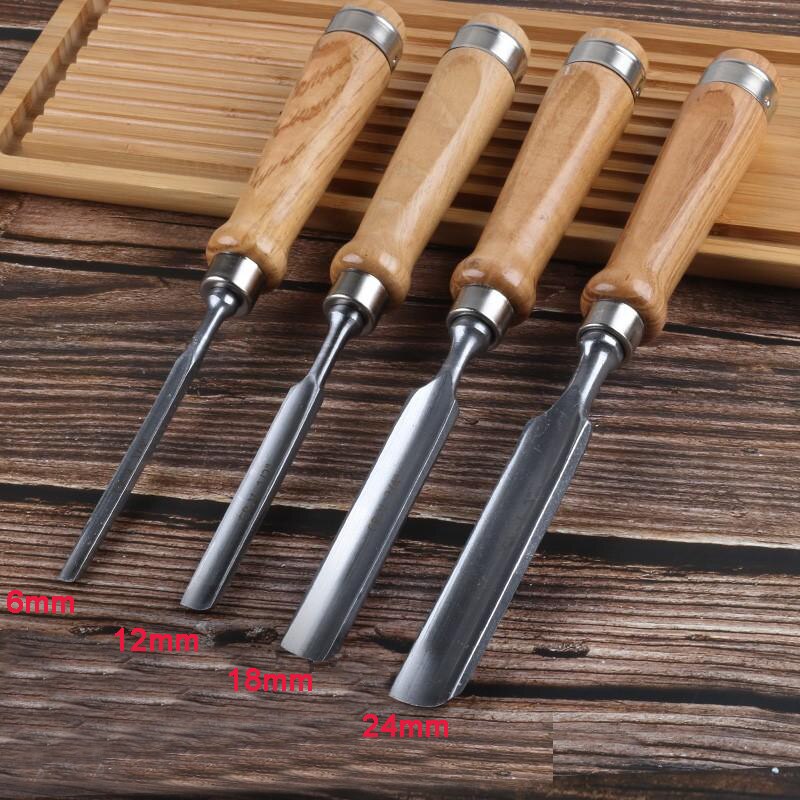 6/12/18/24mm Woodworking Carving Knife Semicircular Chisel Carpenter Tools Chisel With Wooden Handle Carving Tools Carpinteria