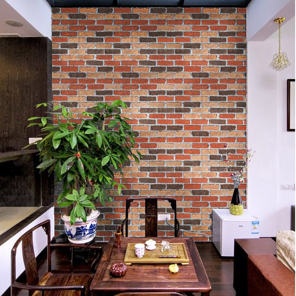 3d Pvc Wood Grain Wall Stickers Home Decor Wallpapers Brick Stone Wallpaper Rustic Effect Self-adhesive Room Decor Sticker