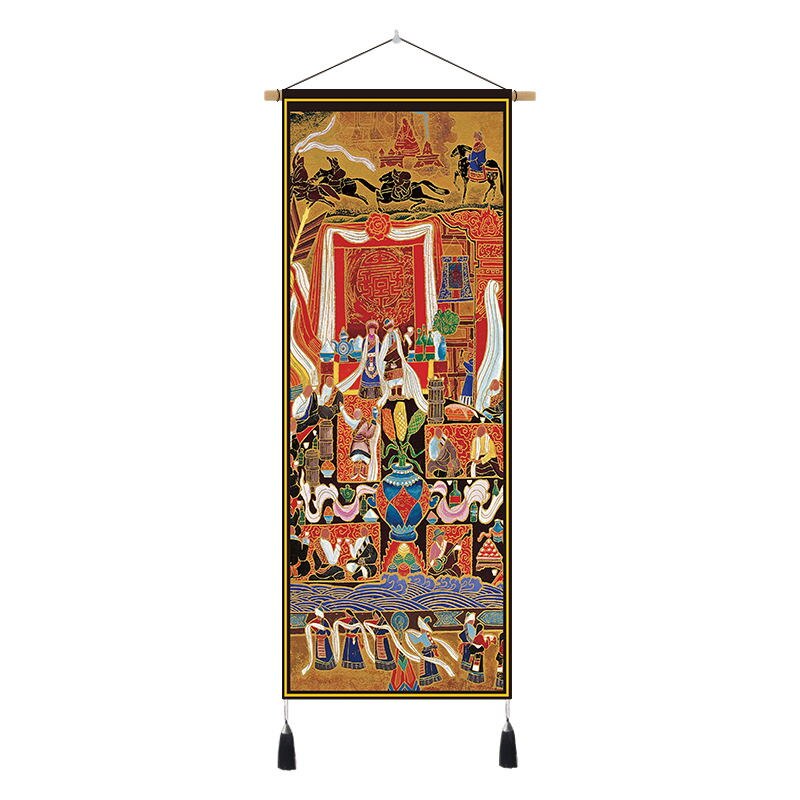 Tibetan Art Hanging Tapestry Velvet Cloth Scroll Painting Wall Pictures Home Tibet Bedroom Art Ethnic Decorative Wall Tapestries: 47x120cm E