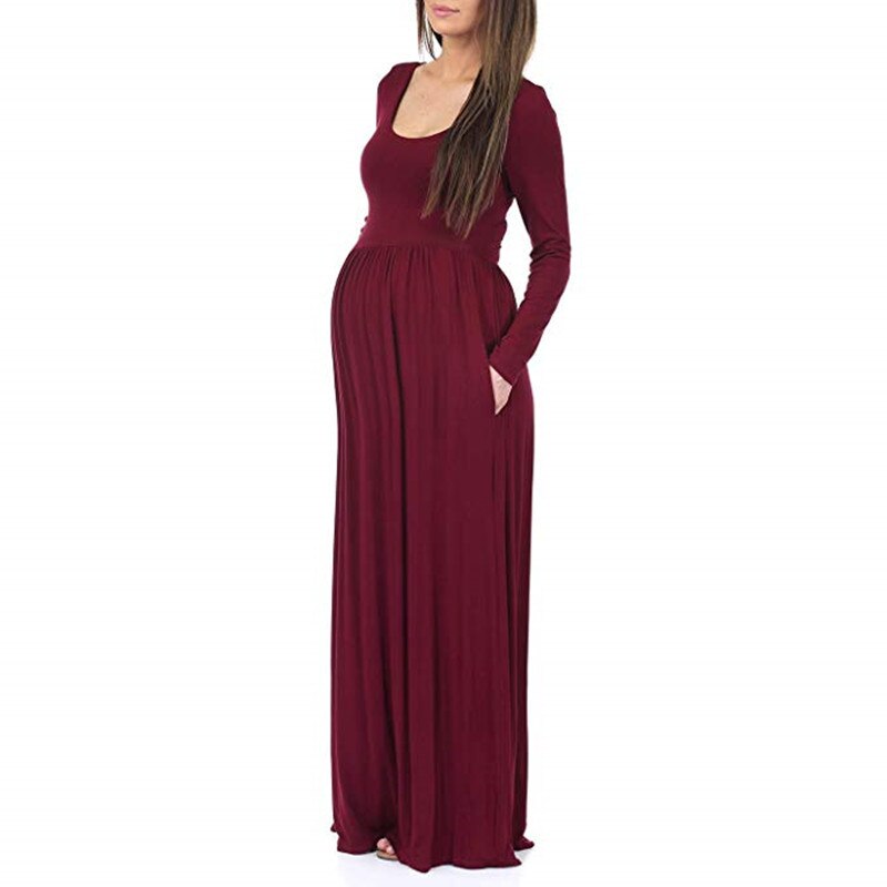 Zwangerschap Jurk Lange Mouw Moederschap Gown Verpleging Jurken Kleding Plus Zwangere Vrouw Vestidos Moederschap Avondjurk