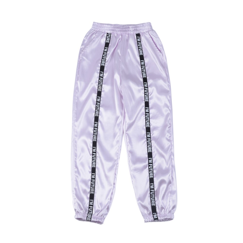 Sfit été grande poche Satin surligner sarouel femme brillant Sport ruban pantalon BF Harajuku Joggers pantalon de Sport femme