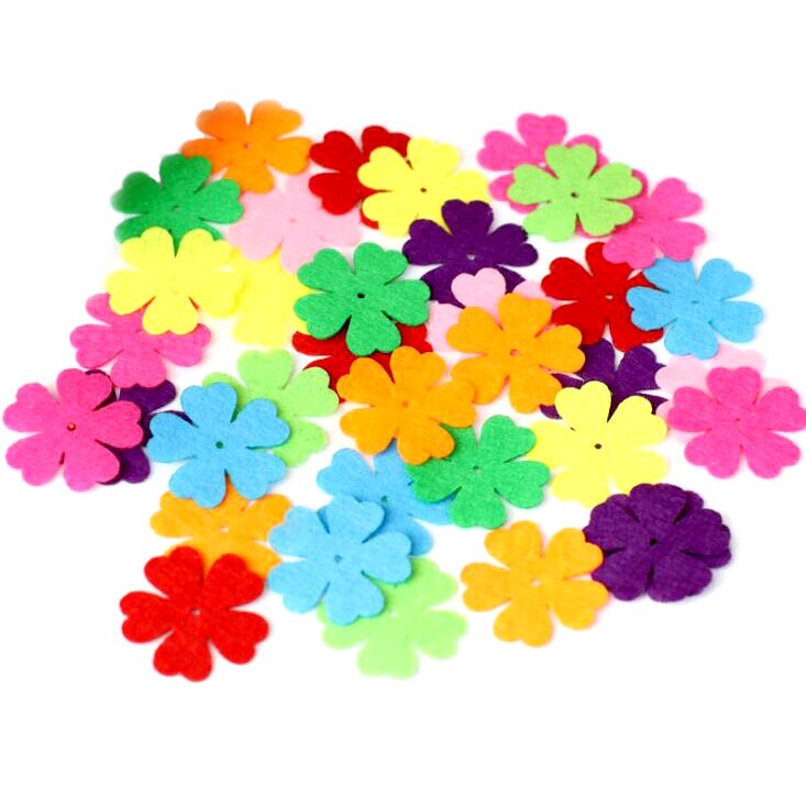 80Pcs Creatieve Non-Woven Flower Patch Kinderen Handgemaakte Materialen Bloemblaadje Patroon Kids Patches Naaien Ambachtelijke Speelgoed Diy Sticker gyh: Clover