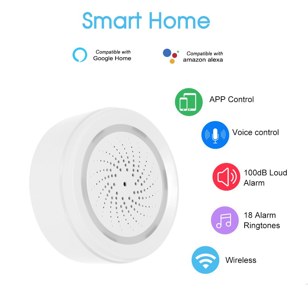 Lämpötila kosteus hälytysanturi wifi sireeni tuya yhteensopiva echo google home assistant ifttt
