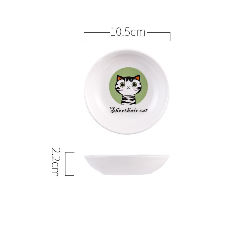Cute Cat Small Saucer Shape Mini Plate Ceramics Cartoon Dish Snack Plate Chinchilla Squirrel Hedgehog Bowl: green