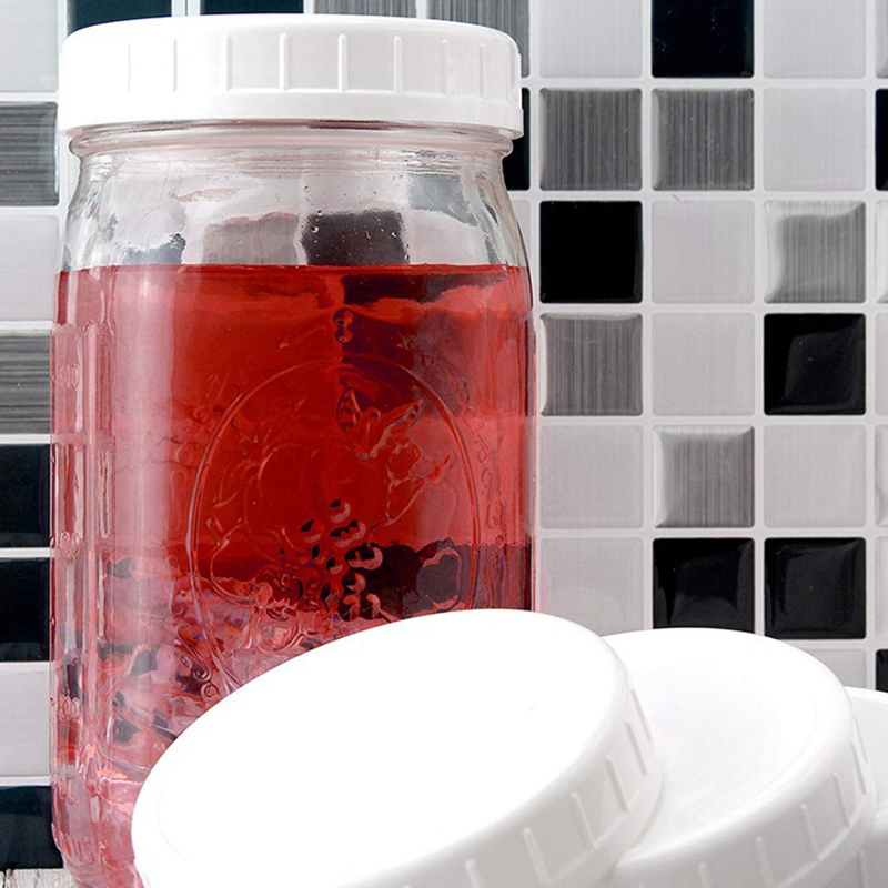 10pc White Mason Canning Drinking Plastic Jars Lid 70mm/86mm Inner Diameter Covers Unlined Ribbed Lids Storage Caps Replacements