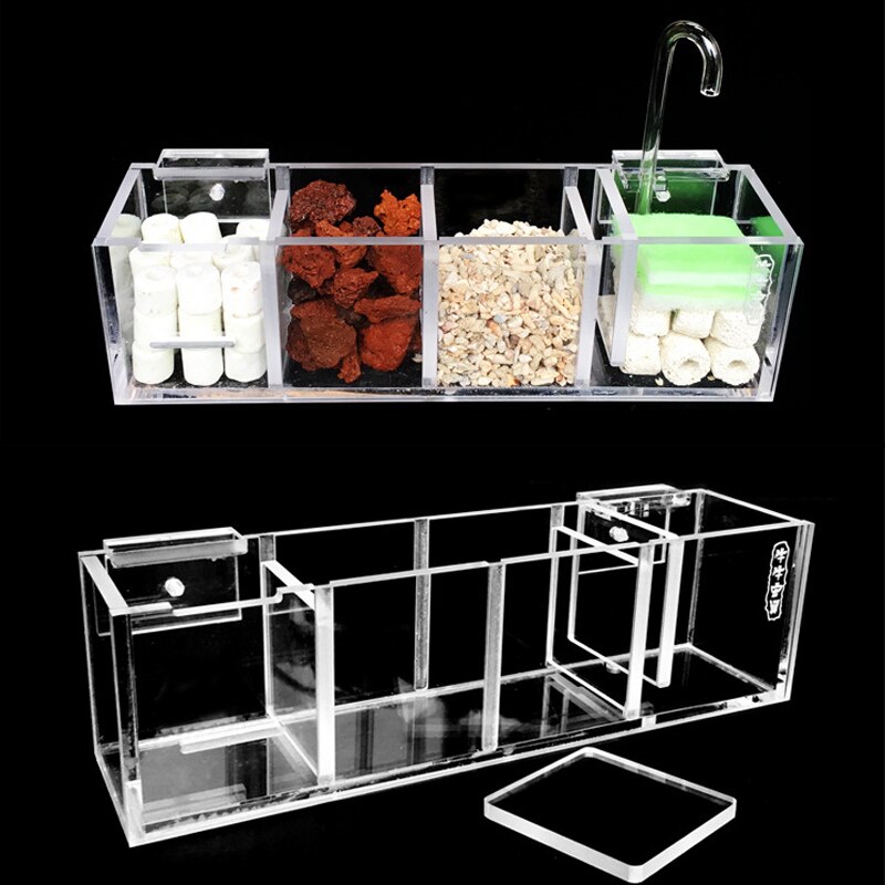 3 in 1 Acrylic Aquarium Filter Box External Hanging Fish Tank Filter Box Water Purifier Increase Oxygen Water Filter