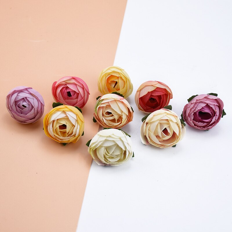 30 Uds. Flores artificiales al por mayor 3CM rosas de té adornos navideños para el hogar Accesorios flores decorativas para boda coronas