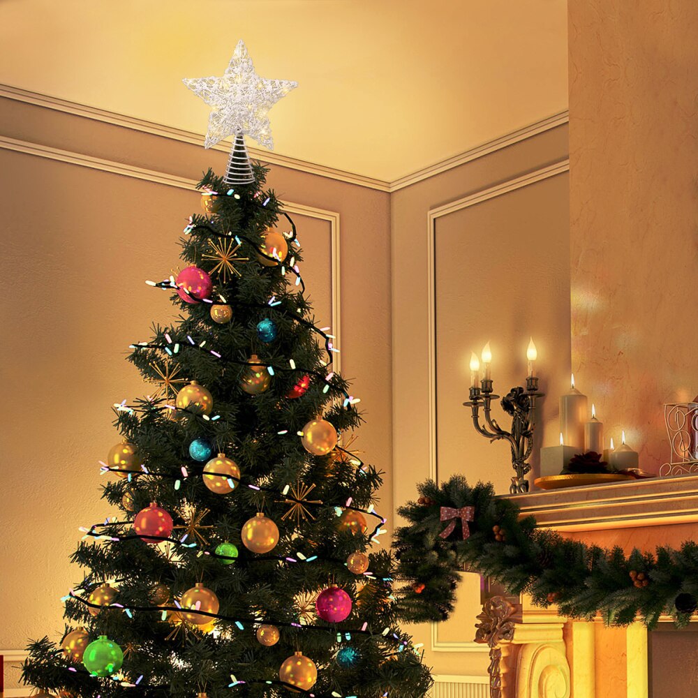 Unomor 20X24 Kerstboom Topper Star Met Led String Verlichting Voor Kerst Home Party Decoratie (Wit)