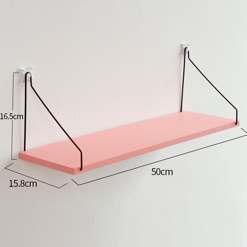 30/40/50cm massivt træ hylde stue væg værelse organisator opbevaring væg stativ væg hylder dekorative: Lyserød 50cm