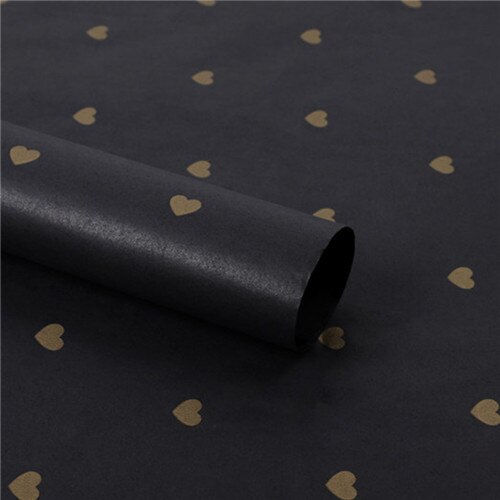 50*70 cm indpakningspapir håndlavet håndlavet stjerne kærlighed prik mønster silkepapir 28 ark/parti blomsterindpakningsmateriale: Guld kærlighed-sort