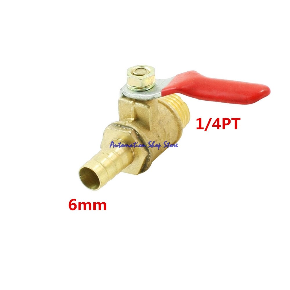 Rotary Lever Open Close Controller Brass Ball Valve PT1/4 Male Thread to 6mm Hole