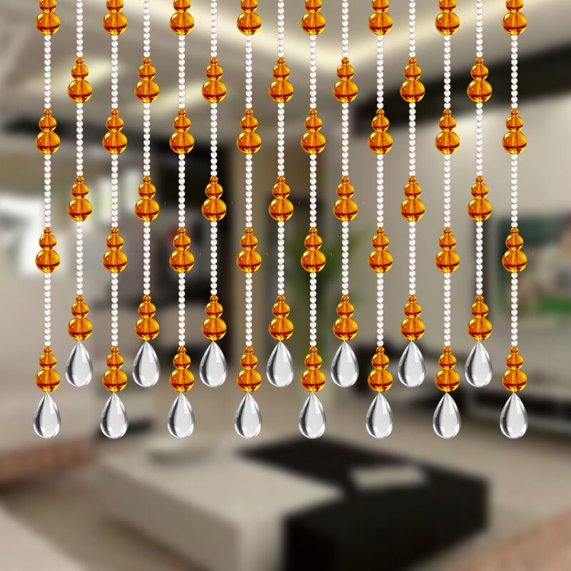 Crystal curtain bead curtain door curtain partition curtain feng shui hyacinth porch living room bedroom curtain bathroom crysta: Amber / 30 arches