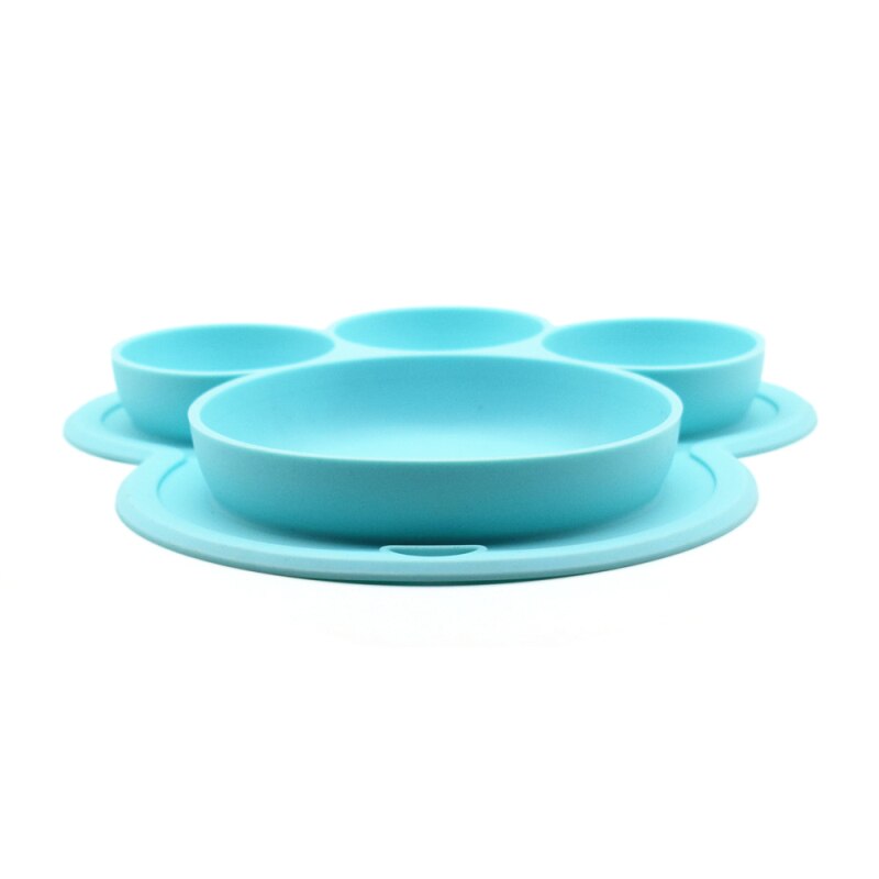 Baby Silicone Plate Kids Bowl Baby Plates Bear Cute Paw Toddler Plate Kids Happy Mat Suction Table Food Tray