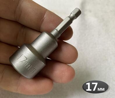 Hex Bit Socket with Magnetic, 7mm to 19mm, 65mm Long, Hexagon Socket Wrench Impact Resistant Socket for Hand /Electric Drill: 17mm