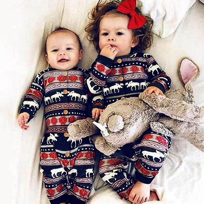 0-18m nyfødte barn baby dreng pige juletrøje langærmet strikket bodysuit xmas festklub sød varm outfit