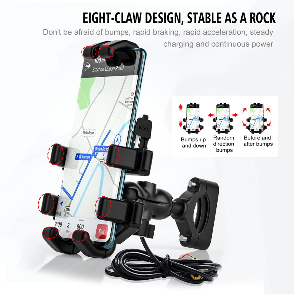 Cargador inalámbrico para motocicleta, soporte de teléfono resistente al agua de 12V, para moto de montaña y Motocross