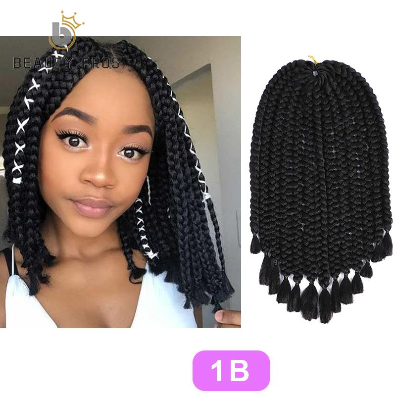 Skønhedsprofessionelle 14 tommer micro box fletninger afro hæklet fletning syntetisk fletning hårforlængelse ryddelig ende til kvinder ren sort bug brun: #1b