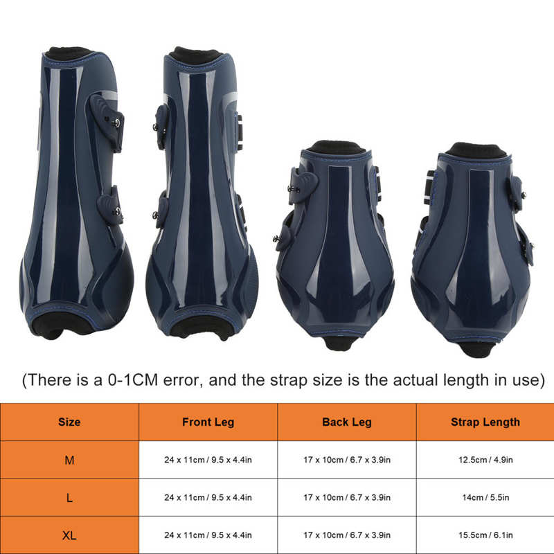 4Pcs Horse Leg Protection Boots PU + Neoprene Thickened Shock Absorbing Horse Leg Boots for Riding