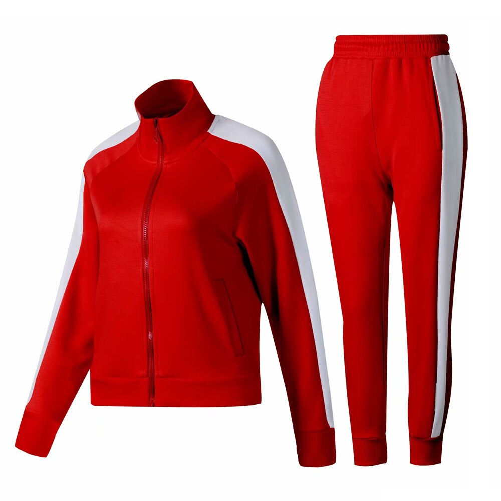 female Long Sleeve Soccer Sets Football Running Jackets Pants girls Tracksuit Football Training Suit uniform pink red