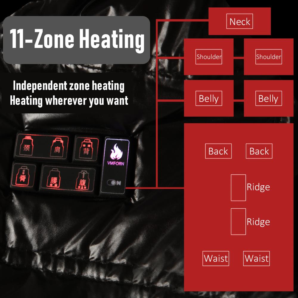 Heating Vest 11 Areas Heater 3 Intelligent Temperature Control USB Infrared Heated Vest jacket Electric for Men Women Sports C