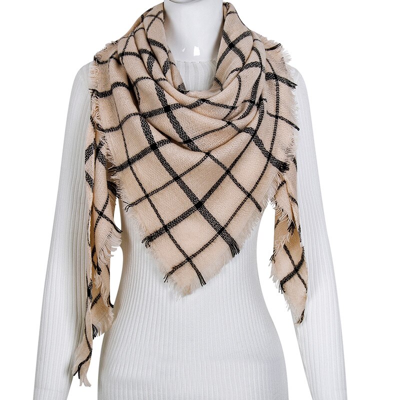 Evrfelan femmes écharpe de hiver foulards femme cou porter Plaid bufanda Triangle forme écharpe: C42