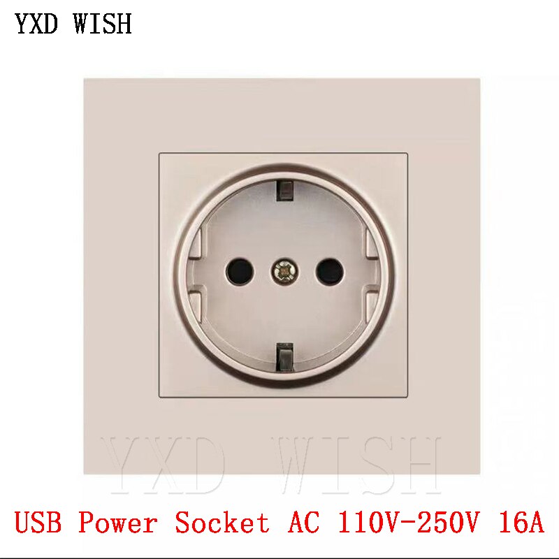 Eu Stopcontact, Stopcontact Met Usb Voor Thuis, 16A 250V Dual Usb 5V 2A Pc Panel 86Mm * 86Mm Muur Usb Socket Ac 110V-250V 16A: Golden