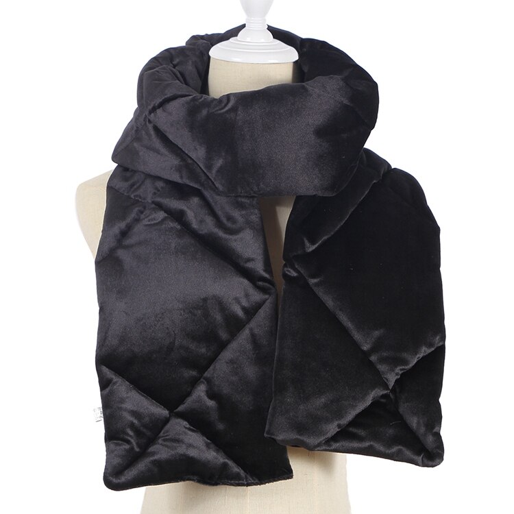 Foxmother brand 18cm*180cm vintergrå sammet pläd halsduk wrap sjalar: Svart