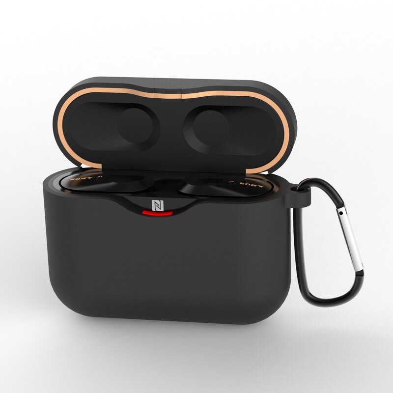 Trådlös bluetooth headsetbox anti-skyddande skal lämplig för sony wf -1000 xm 3 headsettillbehör med krok: Svart