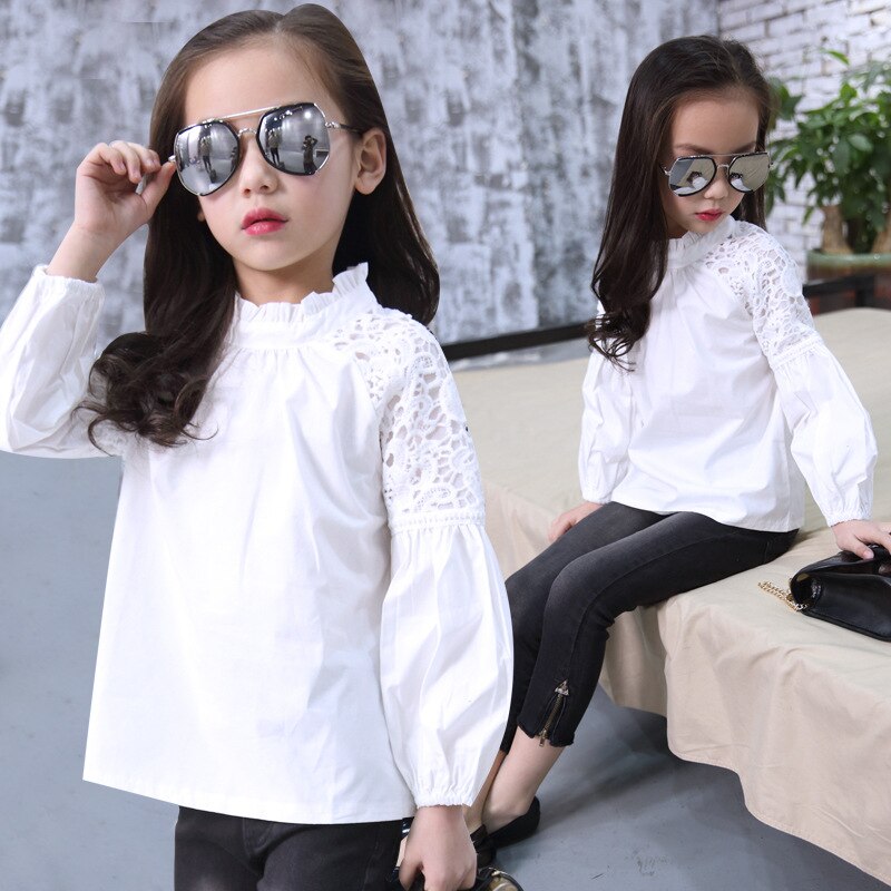 Girls Teenager White Blouses Arrivals Girls Shirts School Uniform Blouses Spring Shirt 4 5 6 7 8 9 10 11 12 13 14 Year