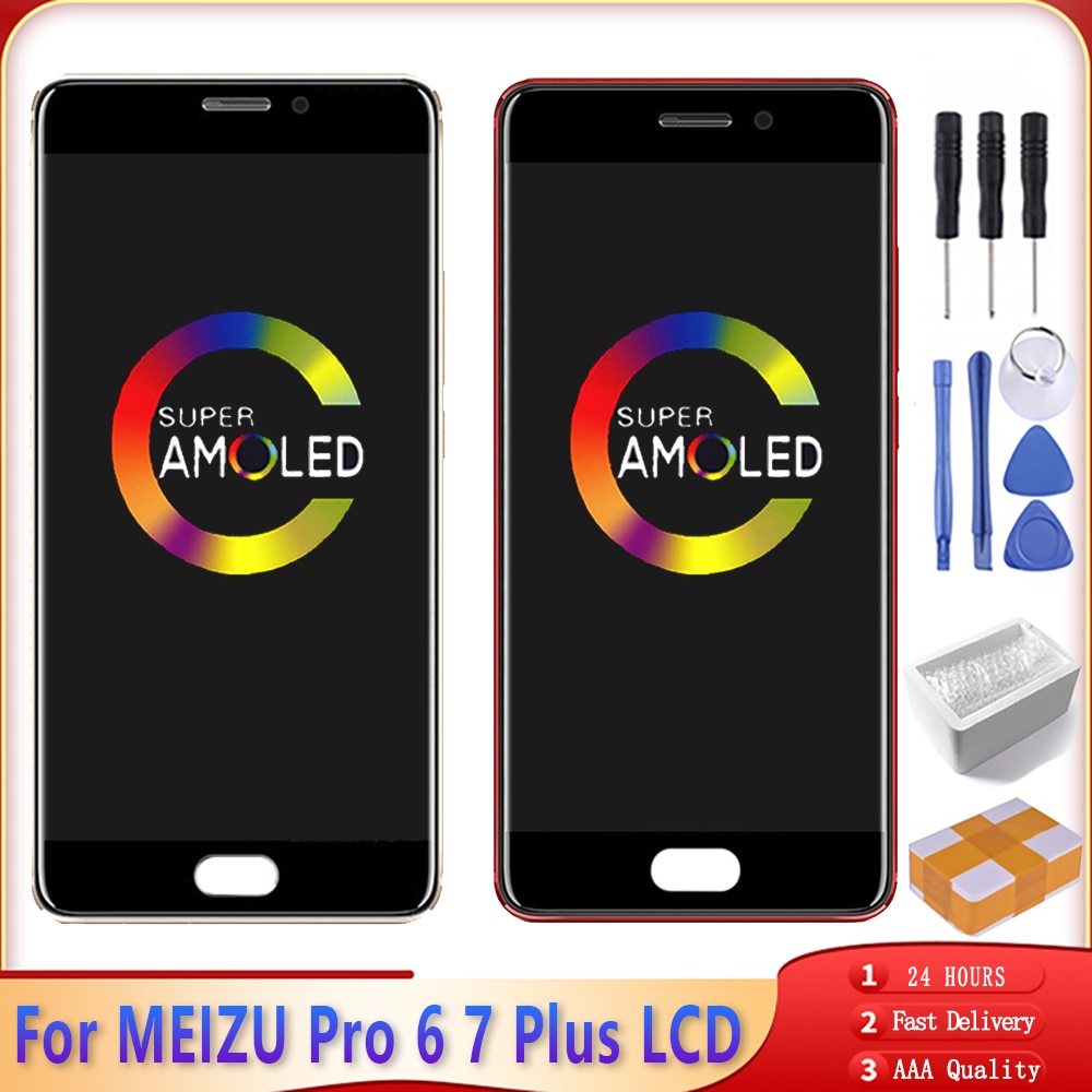 AMOLED para MEIZU Pro 6 7 Plus pantalla LCD MONTAJE DE digitalizador con pantalla táctil con marco de repuesto para Meizu Pro 6S 7 6 pantalla LCD