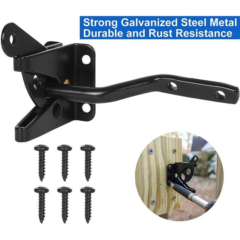 3 Pcs Self Locking Gate Latch Automatic Gravity Lever for Wood Fence Gate,Door Latches,Steel,Black