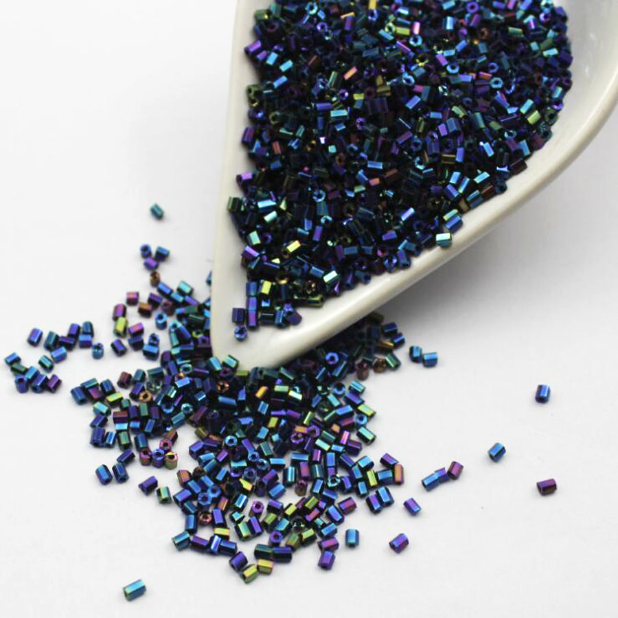 16g 1000pcs 2*3mm Metal Color Tube Garment Beads Loose Spacer Beads Cezch Glass Seed Beads Handmade Jewelry DIY Making Bead JS23: AB Blue JS23M5