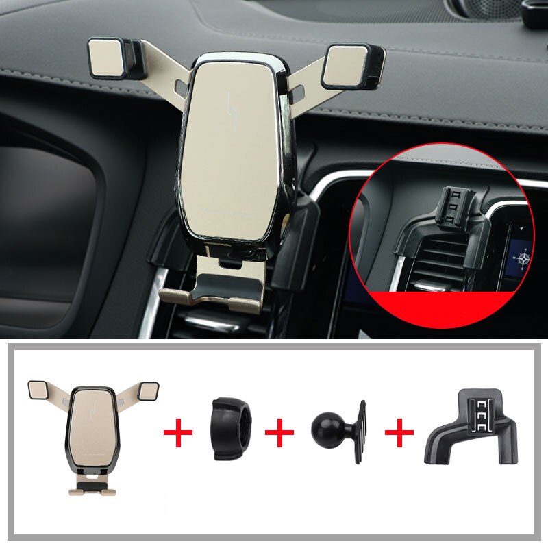 Auto Telefoon Houder Voor Volvo Xc90 Accessoires Interieur Air Vent Mobiele Telefoon Stand Navigatie Beugel: Golden