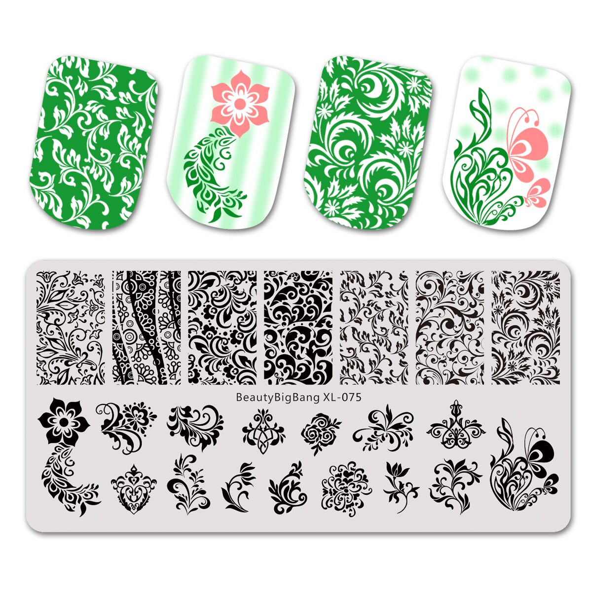 BeautyBigBang Stamping Plates 6*12cm Summer Flower Butterfly Nail Mold Accessories Plate Rectangle Nail Art Template BBB XL-011: 75