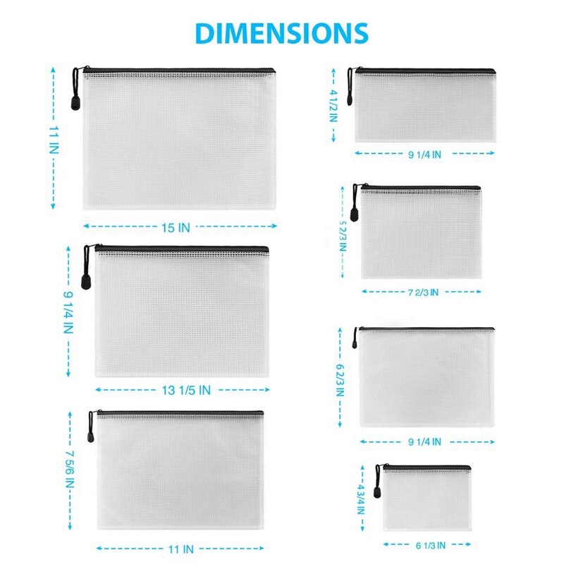 -21Pack Zipper Pouch(7 Sizes)For School Office Supplies Cross Stitch Organizing Storage