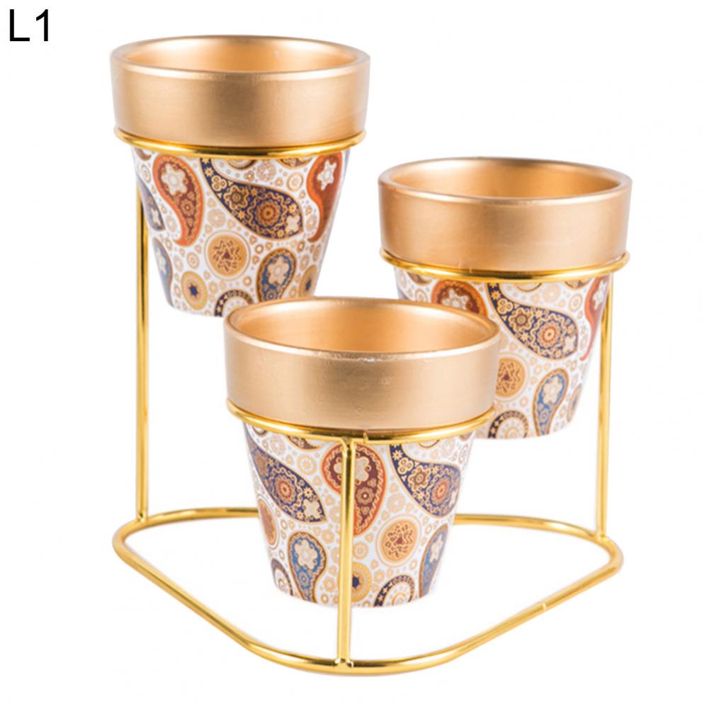 1 Set 3-Tier Shelf Flower Pot Portable Attractive Long Lasting Decorative Corrosion-resistant Plant Pot for Garden: L1