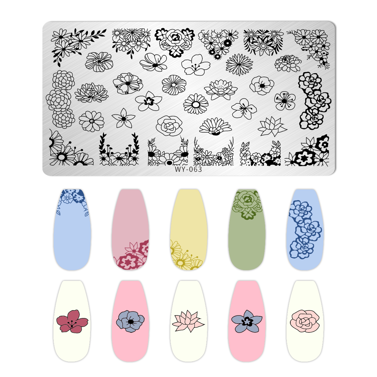 Blätter Blume Streifen Gänseblümchen Stempelplatten Lotus Rose Nagelstempel Vorlagen Aprikosen Blumendruck Schablonen Vorlagen: green