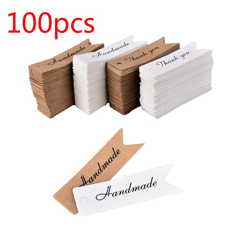 100 pièces "merci" "Fait Main" Kraft étiquettes Étiquette Volante En Papier Pour Artisanat Papier Étiquette fournitures de fête étiquettes De Vêtement