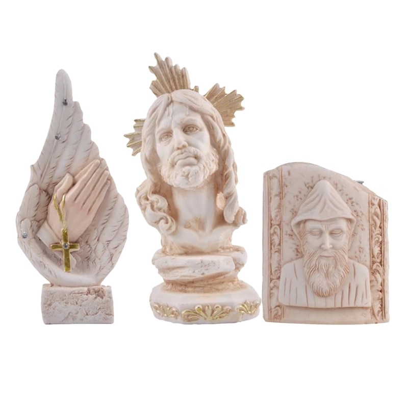 Mini Christus Jezus Sculptuur Figuur Standbeeld Hars Handgemaakte Innovatieve Angel Cross Decorating Hars Ambachten Mallen Religieuze