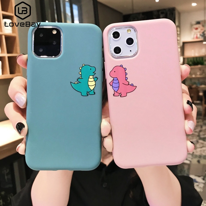 Lovebay Cartoon Lovely Dinosaur Phone Case For iPhone 11 Pro Max X 7 8 8plus XR XS Max 6S 6Plus Covers Soft TPU Candy Color Case