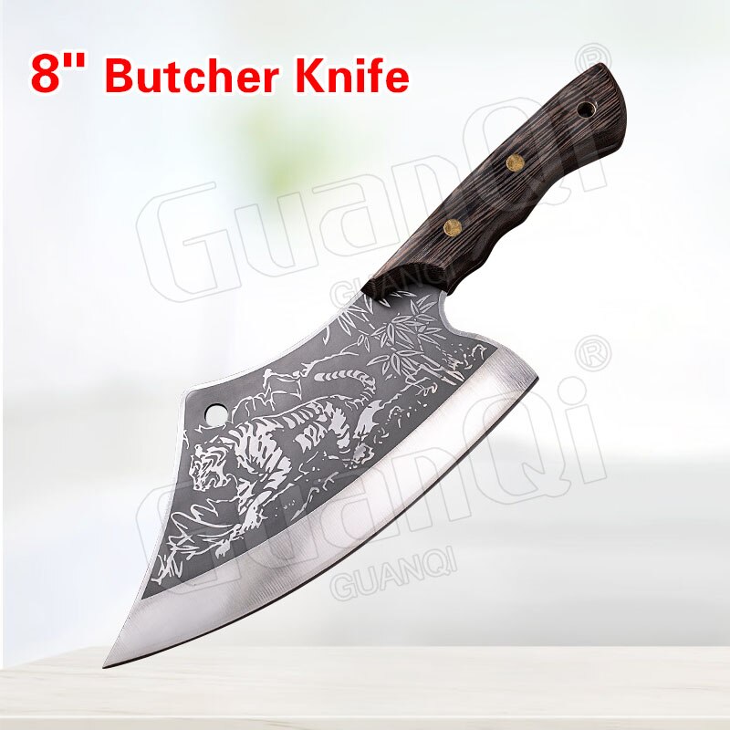 Full Tang Wood Handle Chef Knife Handmade Filleting Slicing Butcher knife Forged Multifunctional Meat Cleaver Vegetable Cutter: B