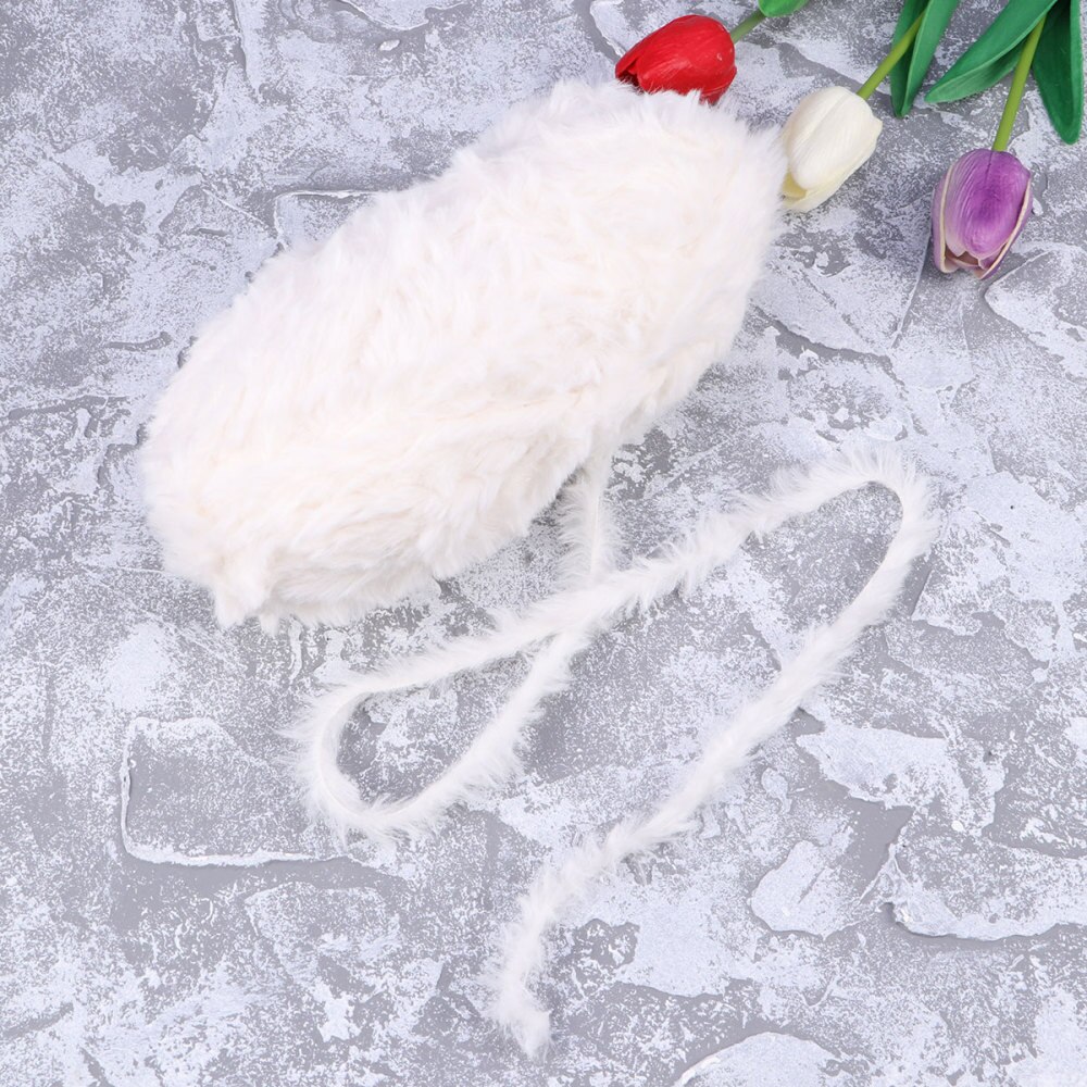2PCS Imitation Wool Super Soft Fur Yarn Chunky Fluffy Faux Fur Yarn Eyelash Yarn for Crochet Knit (White)