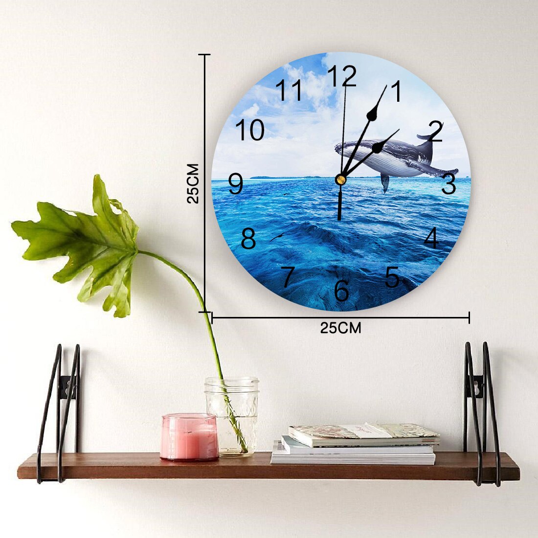Whale In The Blue Sea Wall Clock Wall Digital Clock Home Decor Wall Clock Modern Living Room Decor
